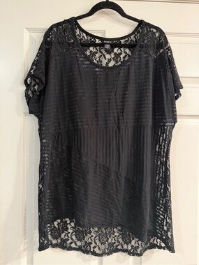 Torrid Black Lace Overlay Scoop Neck Top